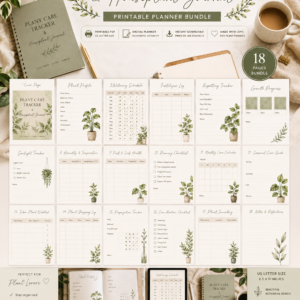 ultimate plant parent printable bundle | indoor plant care planner | botanical houseplant journal | plant tracker pdf | digital download