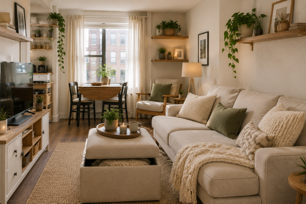 Cozy modern living with natural light