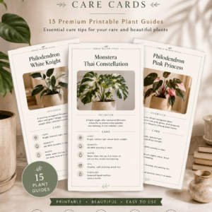 luxury rare houseplant care cards | printable botanical plant guide | digital download | indoor plant collection pdf
