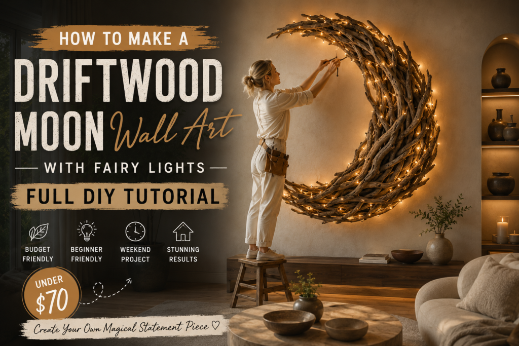How to Make a Driftwood Moon Wall Art with Fairy Lights (Full DIY Tutorial) woodrift wall art