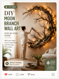 How to Make a Driftwood Moon Wall Art with Fairy Lights (Full DIY Tutorial) DIY Moon art
