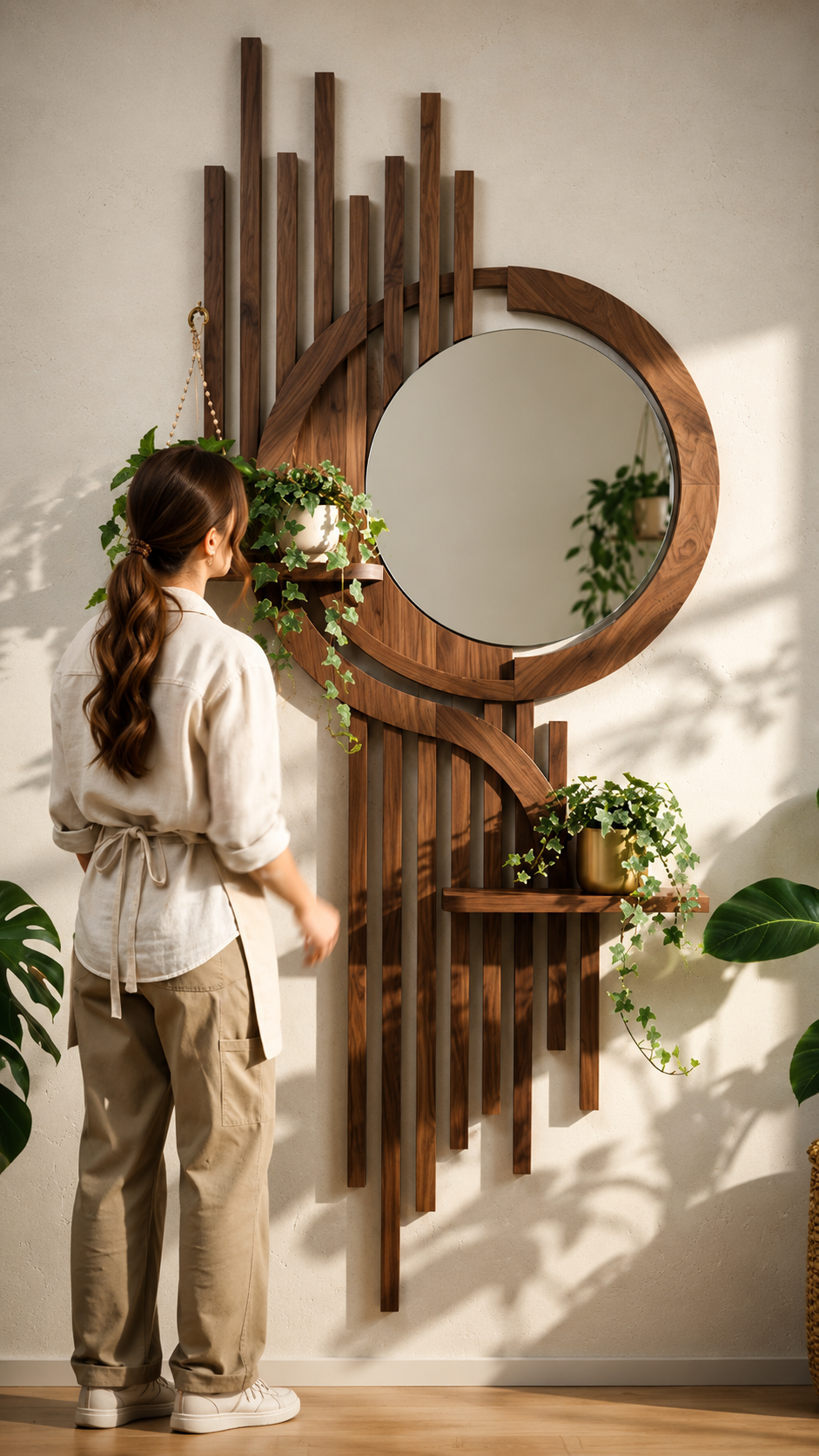 Organic Arch Mirror & Slat Framing